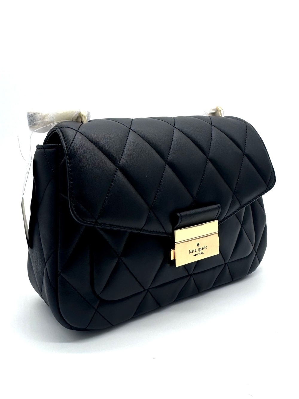 Kate Spade Carey Small Quilted Flap Shoulder Crossbody BagBlack/Gold